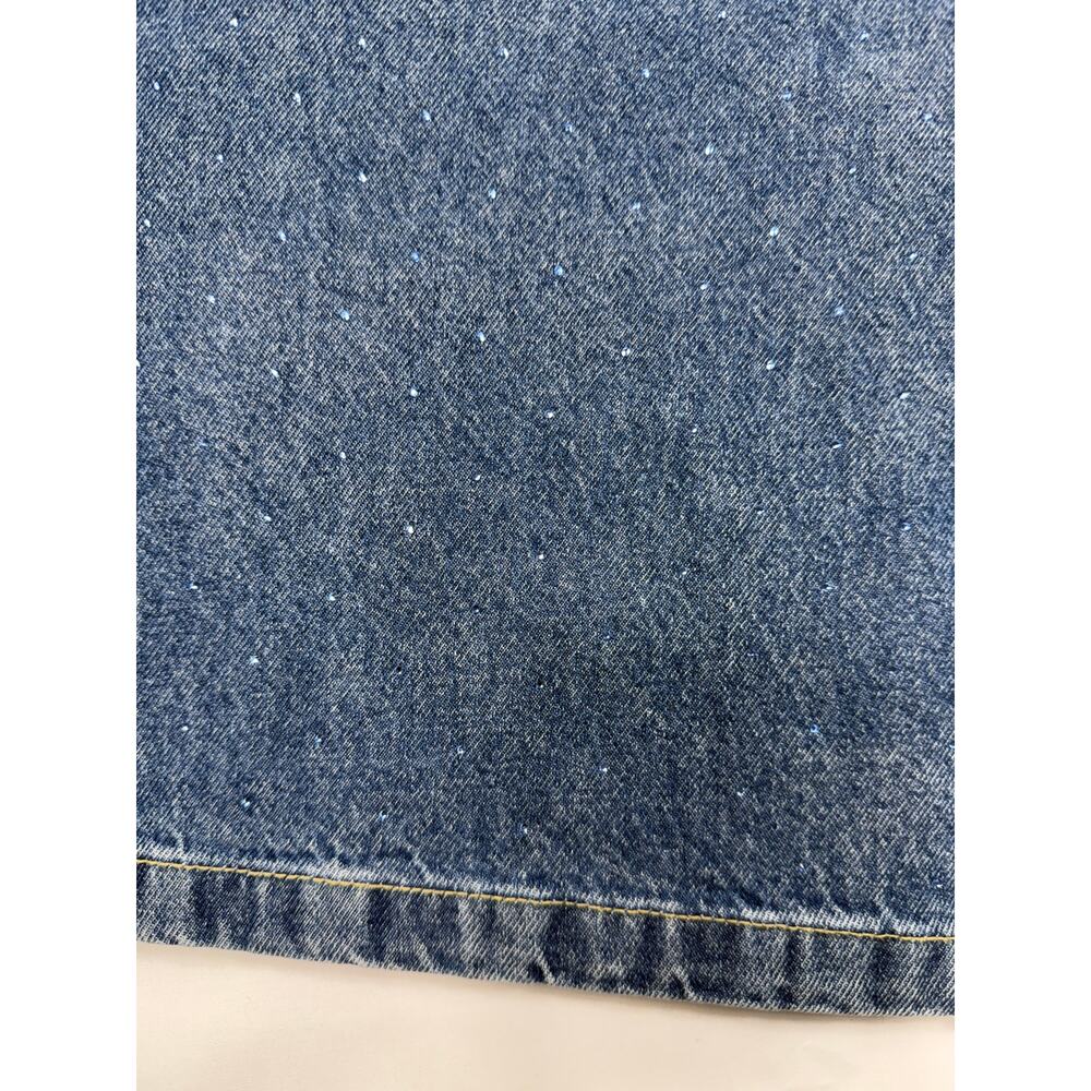 NWT Scoop Women’s Blue Rhinestone Wide Leg Jeans high waist 100% cotton Sz 4 - Picture 4 of 11